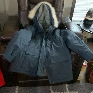 Large navy blue LLBeam ski jacket with removable hood. New no tags.